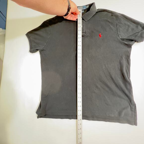 Polo by Ralph Lauren Henley Polo Shirt Men's L Custom Fit Flaws Noted Dark Black - Picture 8 of 10